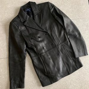Ann Taylor Double Breasted Leather Coat